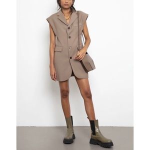 Frankie Shop Tan Sleeveless Blazer Dress
